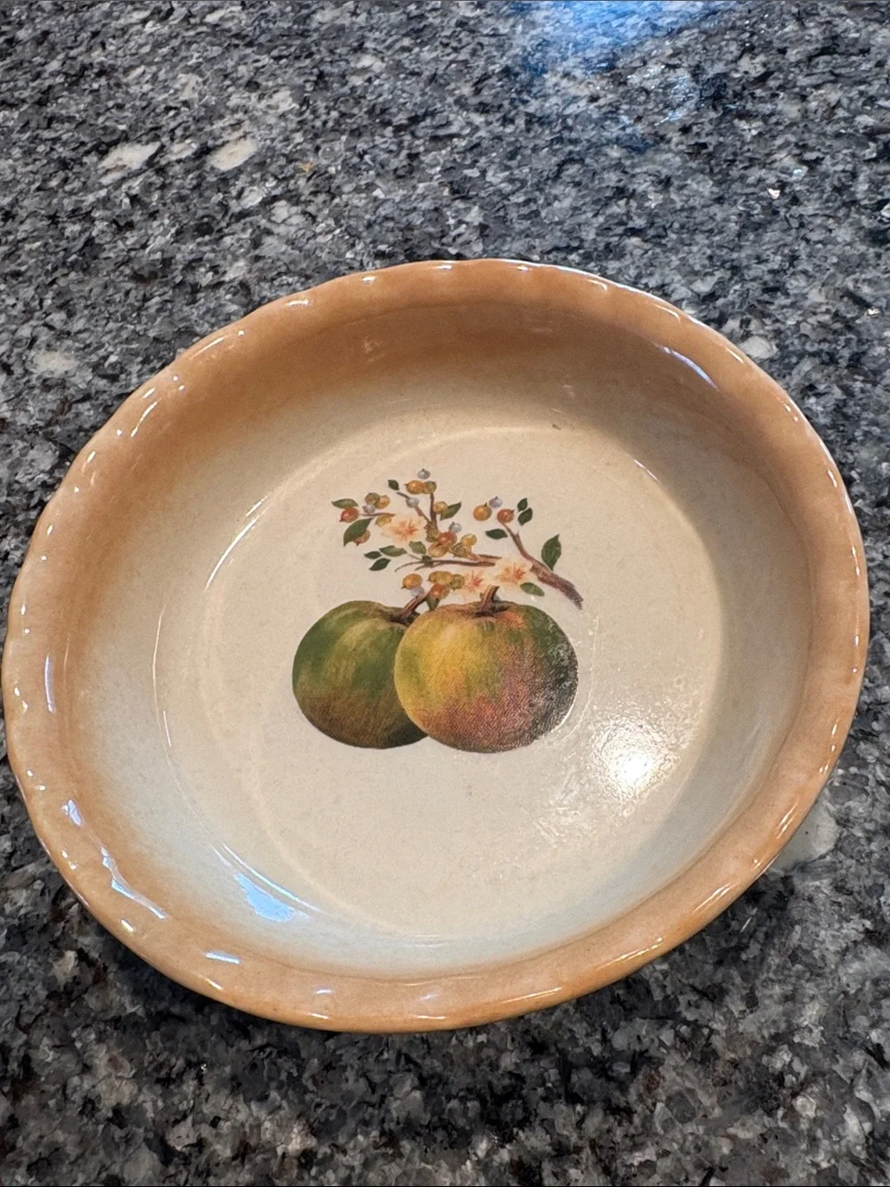 Rare Vintage Green Apple Nantucket Ceramic Oven Safe Bowl